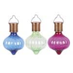Conzept Dråbeformet Solcellelampe Farvet Glas - 3 Stk