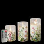 LED Cylinderglas Med 3D Flamme Og Multifunktionsfjernbetjening - 3 Stk.