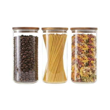 Conzept Opbevaringsglas Akacietræ 900 ml - 3 Stk